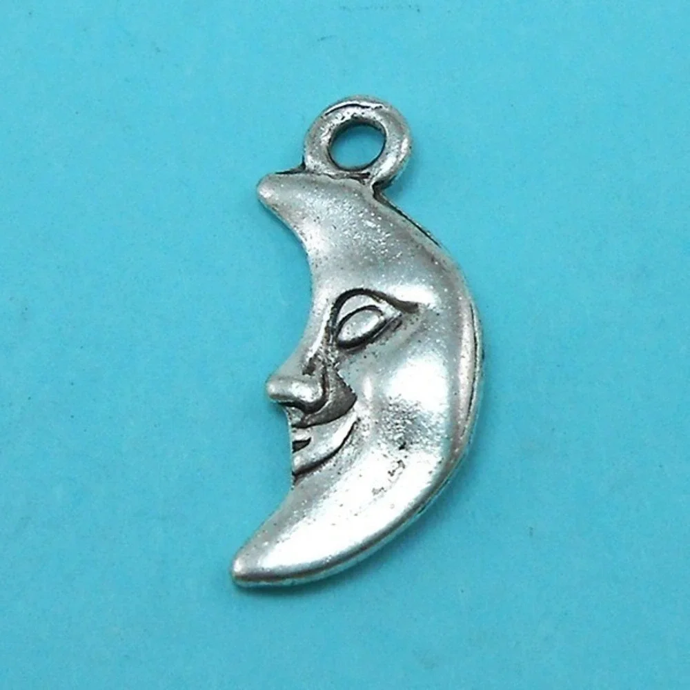 8pcs Man in the Moon‎ Charms silver tone crescent jewelry making supplies